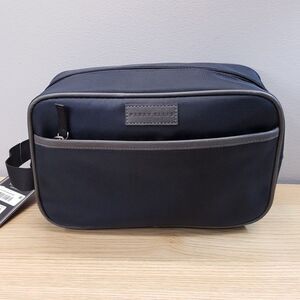 PERRY ELLIS Mens Blue Zip Top Case Travel Shave Toiletry Kit Bag Pouch